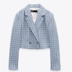 Zara Blue Checkered Women's Blazer